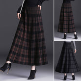 đ„đ„ăMâ4XLăNĆi vastag kötött gyapjĂș kockĂĄs szoknya â hosszĂș, magas derekĂș