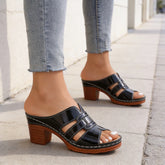 🛍️ Eleganță de Vară! Saboți Moderni cu Toc Gros și Decupaje | 36-43