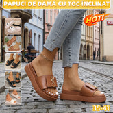 Papuci moderni din piele naturală, cu talpă groasă și confort sporit