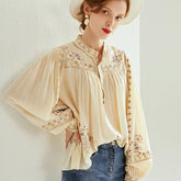 Bohém női nyomott felső magas nyakkal – bő szabású, elegáns és sokoldalú【M–3XL】