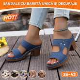 【36-43】Sandale damă casual de vară 2026, stil european, design perforat tip T, toc gros, vârf rotund, mărimi mari, disponibile în mai multe culori