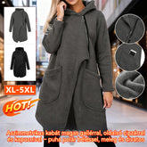 đ„ăXL-5XLăMagas gallĂ©r, oldalsĂł cipzĂĄr, kapucni, polĂĄr bĂ©lĂ©s, szabĂĄlytalan fazonĂș kabĂĄt