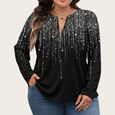 Ăj plus size nĆi csĂkos casual felsĆ â SzĂnblokkolt, kerek nyakĂș, fĂ©lcipzĂĄras, hosszĂș ujjĂș pĂłlĂł