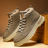 Férfi téli bélelt hócsizma – meleg, csúszásmentes bebújós cipő vastag béléssel