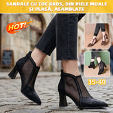 Botine Elegante cu Plasă Respirabilă, Toc Gros și Stabil – Confort Suprem pentru Picioare Fericite!