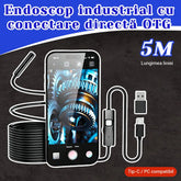 Cameră Endoscopară Industrială HD E300 (Type-C/USB):Detector pentru Țevi și Reparații Auto, Rezoluție Înaltă, Impermeabilă IP67, Foto-Video, cu 5 Accesorii Cadou