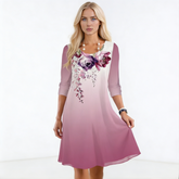 đ KözĂ©phosszĂș nĆi ruha kerek nyakkal Ă©s 3D virĂĄgmintĂĄval â kĂ©nyelmes Ă©s elegĂĄns viselet