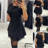 Francia stílusú ruha feszes derekú, tüll betéttel, karcsúsítja a sziluettet és eleganciát sugároz🍂