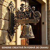 Clopot de Perete Decorativ Stil Gothic cu Cavaler Schelet și Dragon, Ornament Vintage din Metal pentru Bar, Casă și Curte