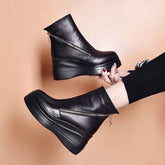 ă35-40ăĂtlĂłs cipzĂĄras, kerek orrĂș, vastag bĆrtalpĂș, rövid csizma, platformos, vastag bĆrtalppal