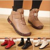 ă35-43ăMeleg Ă©s kĂ©nyelmes lapos bĆr csizma polĂĄr bĂ©lĂ©ssel.