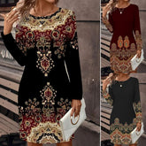 đ„đ„°ăS-5XLă2025 rochie noua imprimata cu gat rotund