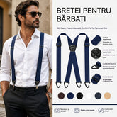 Bretele Reglabile pentru Bărbați în Formă de X, Cu Clipsuri Metalice Puternice, Stil Clasic și Elastic pentru Pantaloni