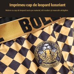 Set 3 Boxeri de Lux pentru Bărbați în Cutie Cadou – Chiloți Antibacterieni Clasa 10A, Material Moale, Respirabil și Confortabil, Imprimeu Premium Cap de Leopard