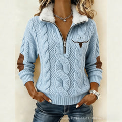 Cipzáras, állógalléros női kötött felső – meleg, karcsúsító és kényelmes