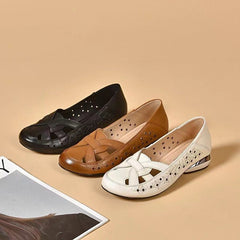 【35-40】Pantofi Eleganți Francezi din Piele Naturală cu Design Perforat și Talpă Moale