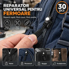 🔧 Kit Reparator Universal pentru Fermoare (Set 30 Piese) – Fără Scule, Fără Cusut, Fixare Rapidă cu Șurub pentru Orice Tip de Fermoar!