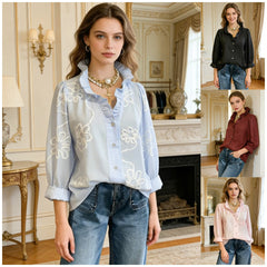 【S-3XL】Bluza s cvjetnim vezom i napuhanim rukavima