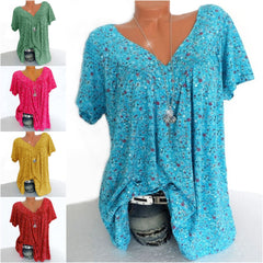 🔥👚【S-5XL】Camiseta estampada de manga corta con cuello en V 2026