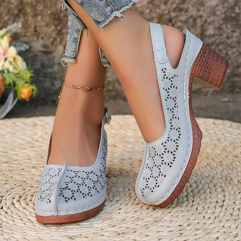 Pantofi de Damă cu Toc Gros, Stil European 2026: Design Retro Decupat, Piele Moale Respirabilă și Confort Maxim (Mărimi 36-43)