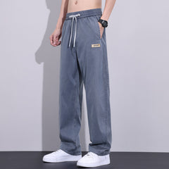 Pantaloni Casual pentru Bărbați cu Croială Dreaptă – Material Fluid, Stil Modern și Versatil