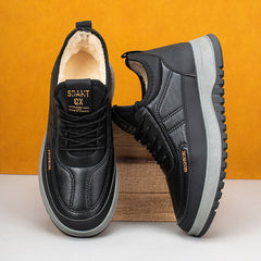 Kényelmes férfi téli sportcipő valódi bőrből – vízálló, puha talp, meleg bársonybélés【39–45】