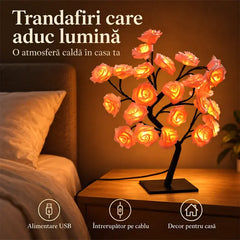 🌹 Veioză LED în Formă de Copac cu Trandafiri – Transformă lumina în emoție și creează o atmosferă magică în casa ta! ✨🌙