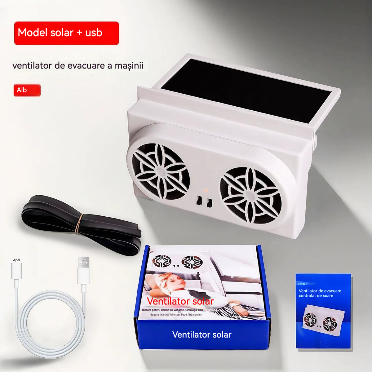 🌀 Ventilator auto cu alimentare solară