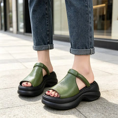 🔥【35-40】👡Sandale noi pentru femei, cu talpă groasă și care sporesc înălțimea (înălțimea tocului 6 cm)