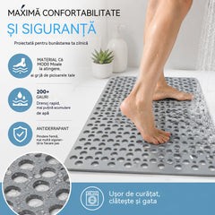 🛁【70x38cm】Covoraș de duș antiderapant și antibacterian🚿 Previne eficient căderile și rănile