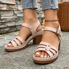 Sandale cu Toc Gros Stil Retro 2026: Design cu Barete și Bot Decupat, Confortabile și Elegante (Mărimi 36-43)