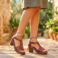 sandale elegante de vară, stil roman, cu vârf deschis și toc înalt