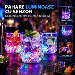 🥂 Pahare Luminoase cu Senzor de Lichid – Se Aprind Automat la Contactul cu Lichidul, Efect Multicolor și Design Elegant!