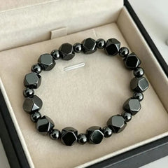 🔥 Brățară Masculină Premium din Obsidian și Hematit – Stil Elegant, Energie Pozitivă și Protecție Împotriva Energiilor Negative!
