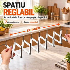 🍳 Suport Multifuncțional Pliabil din Oțel Inoxidabil – Reglați Spațiul după Bunul Plac, Ideal pe Blat sau pe Perete! 🌟📦