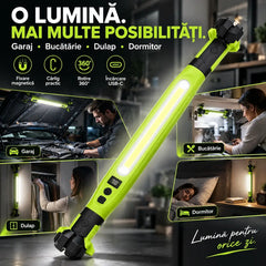 💡 Lampă Multifuncțională cu Afișaj Digital și Încărcare USB-C – Magneți puternici, cârlig integrat și lumina perfectă pentru garaj sau camping! 🛠️⛺