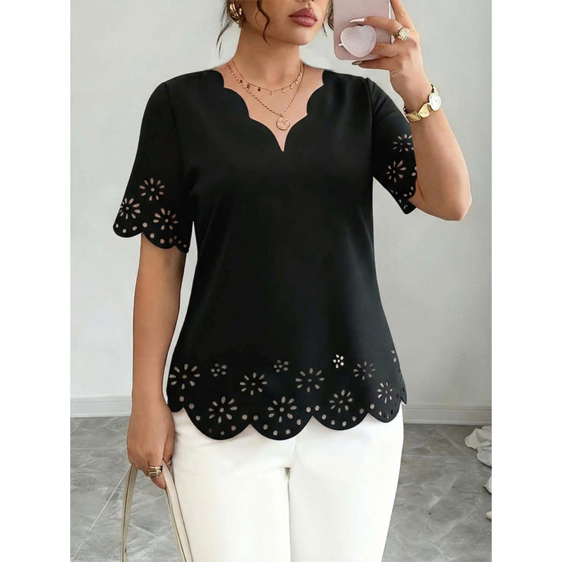 Tricou fashion 2026 de vară, cu model floral decupat
