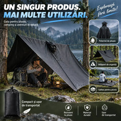 🌧️ Poncho de Ploaie Multifuncțional 3 în 1 – Pelerină, adăpost și saltea de picnic într-un singur produs! 🌲⛰️