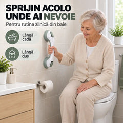 🚿 Mâner de Sprijin cu Ventuze pentru Baie · Fără Găurire · Fixare Rapidă și Sigură · Ideal pentru Seniori, Femei Însărcinate și Copii!
