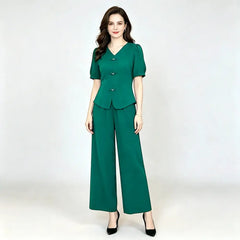 🌸【Tricou + pantaloni largi】Set modern retro din material mătase rece—— răcoros, elegant și super confortabil ✨