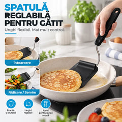 🍳 Spatulă Reglabilă pentru Gătit cu Capete Interschimbabile – Unghi Flexibil, Fără Zgârieturi, Ideală pentru Tigăi, Oale Adânci și Tăvi!
