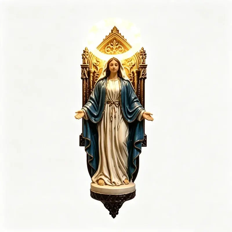 🛍️ Colecția de Colecție 2026: Aplice de Perete Statui Sfânta Maria și Isus cu Aură Luminoasă ✨ Sculptură din Rășină Finisată Manual, Dimensiuni 6.7×6.7×19.5 cm | Decor Sacru & Lumină de Veghe