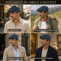 Șapcă Retro din Denim Spălat stil Beretă Britanică Unisex – Șapcă Clasică de Blugi cu Cataramă Reglabilă pentru Bărbați și Femei
