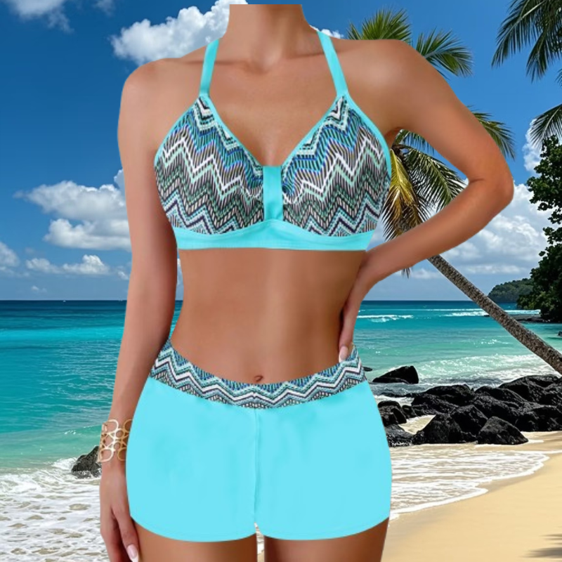 🏖️👙🌴 Set de costum de baie cu imprimeu pentru vacanță la plajă — cu uscare rapidă, confortabil și respirabil ✨
