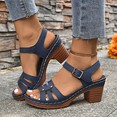 Sandale cu Toc Gros Stil Retro 2026: Design cu Barete și Bot Decupat, Confortabile și Elegante (Mărimi 36-43)