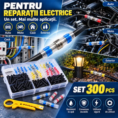 🔥 Set 300 Piese Conectori Termocontractabili cu Lipire – Impermeabil IP67, Fără Sertizare! Conexiune Sigură prin Încălzire, include Instrument de Dezizolare – Pentru Auto, Moto, Casă și Exterior!