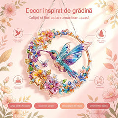 【Artă DIY 5D】Ornament Suspendat pentru Ușă din Acril cu Diamante de Cristal, Strălucire de Lux, 6 Modele cu Floarea-Soarelui și Colibri! ✨🌸