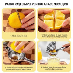 【2 buc】Limba Română: Storcător Manual de Citrice din Inox cu Diametru Mare – Presă Manuală Ergonomică pentru Lămâi și Portocale, Randament Maxim de Stoarcere