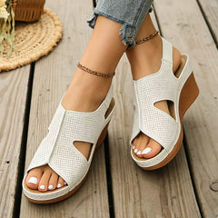 👡 Sandale din piele naturală cu platformă ortopedică și design decupat｜Talpă moale și respirabilă, susținere pentru bolta piciorului