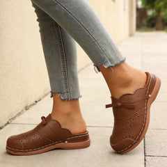 👡 Saboți Casual cu Fundiță și Perforații Laser – Piele Moale Anatomică, Stil Slip-On anti-oboseală, 6 Culori, Mărimi 36-43! 🍃✨